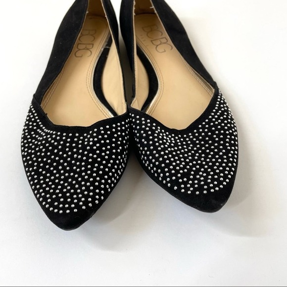 BCBG Paris Suede Studded Pointed Toe Loafer Flats Black Size 6B / 36 - Picture 6 of 6